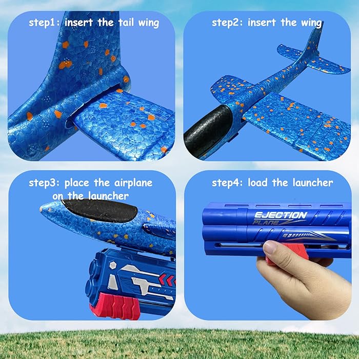 Airplane Toy Flying Toy for Kids One-Click Ejection Mode Glider Catapult Plane