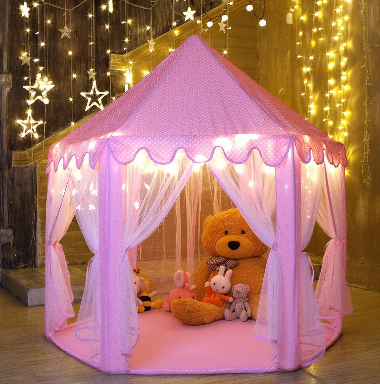 Princess Castle Play Tent House with Fairy Lights