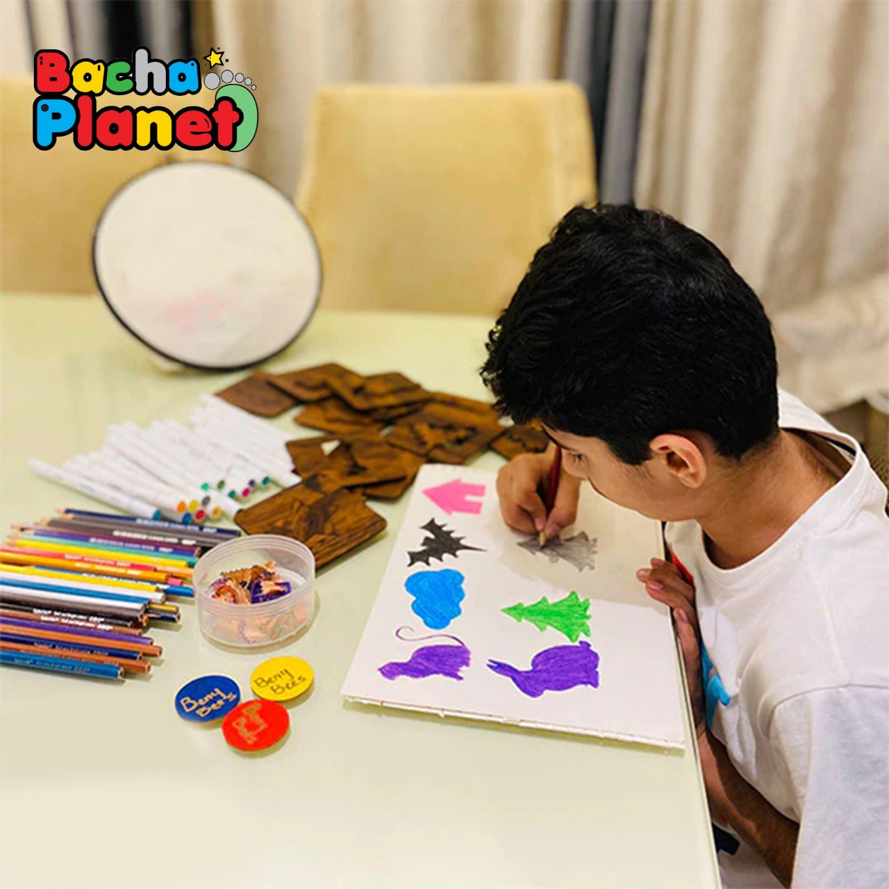 24 Pieces Kids Wooden Drawing Stencils Kit With Puzzle